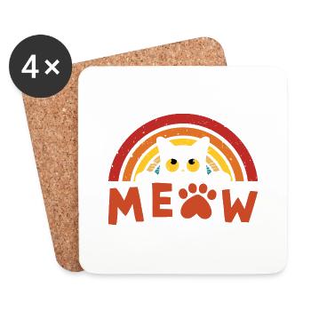 Retro Schwarze Katze 2 - Untersetzer (4er-Set) - Weiß - Vorne