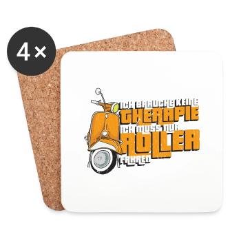 Retro Roller Therapie Motorroller Scooter Geschenk - Untersetzer (4er-Set) - Weiß - Vorne