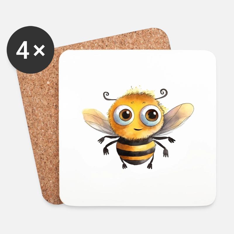 Hummel Wasserfarben Zeichnung - Untersetzer (4er-Set) - Weiß