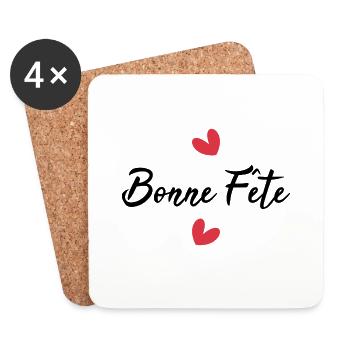 BONNE FÊTE PAPA. PAPA. FÊTE DES PÈRES. BONNE FÊTE - Dessous de verre (lot de 4) - blanc - Devant