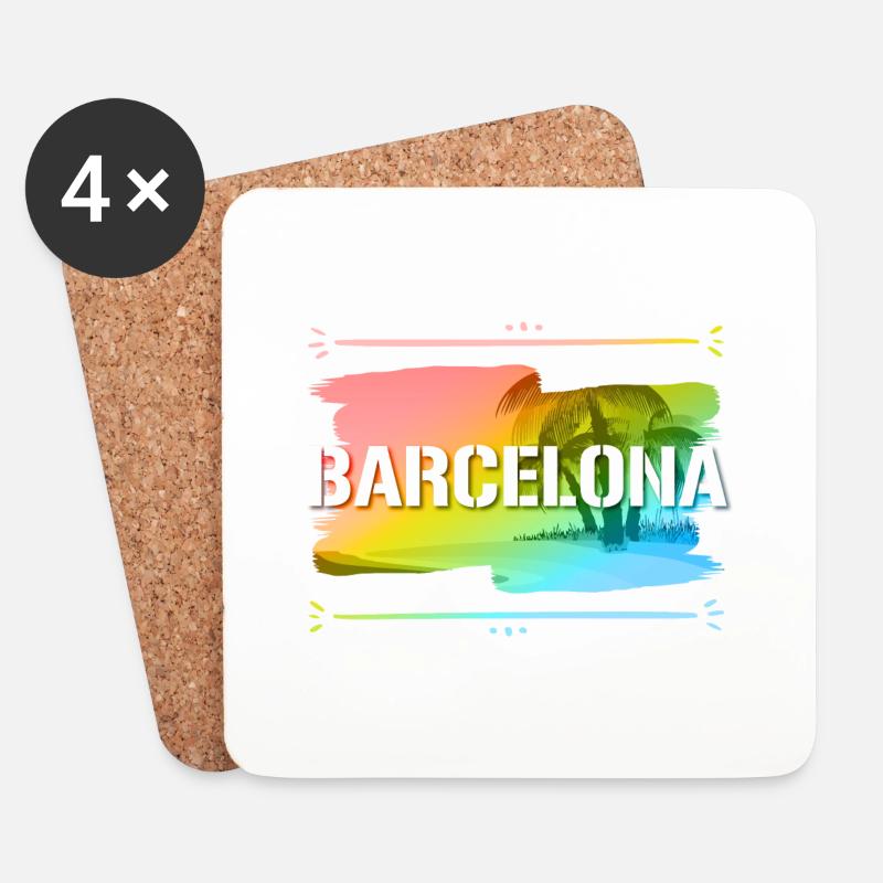 Barcelona - Untersetzer (4er-Set) - Weiß