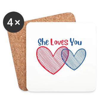 Elle t’aime - Dessous de verre (lot de 4) - blanc - Devant
