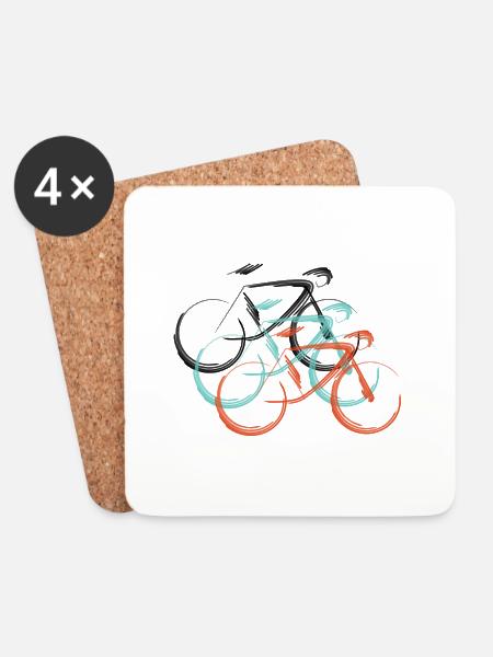 Rennrad Skizze - Untersetzer (4er-Set) - Weiß