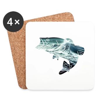 Fishing Fishing Anglers Fishing Fishing Hooks - Coasters (set of 4) - white - Front