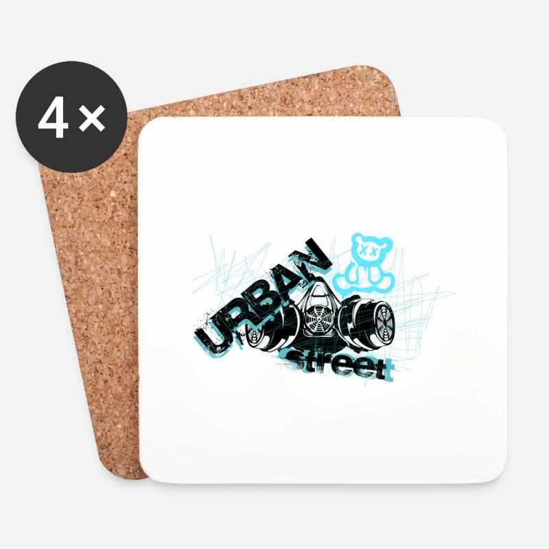 Bären-Graffiti - Untersetzer (4er-Set) - Weiß