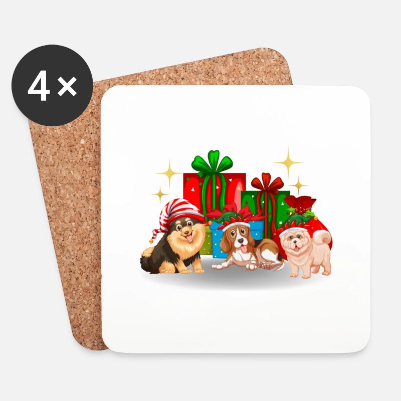 Frohe Weihnachten - Untersetzer (4er-Set) - Weiß
