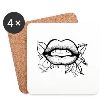 Lippen Mund Kussmund - Untersetzer (4er-Set) - Weiß - Vorne