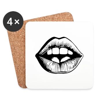 Lippen Mund Kussmund - Untersetzer (4er-Set) - Weiß - Vorne
