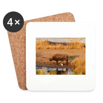 African herd of Cape buffalo Namibia Africa - Coasters (set of 4) - white - Front