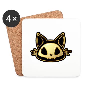 Crâne Chat Néon - Dessous de verre (lot de 4) - blanc - Devant