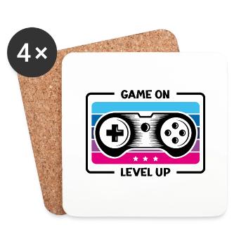 Game on level up in schwarz - Untersetzer (4er-Set) - Weiß - Vorne