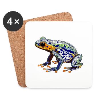 Pfeilgiftfrosch mit schöner Warnfarbe als Lurch - Untersetzer (4er-Set) - Weiß - Vorne