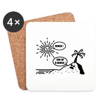 BEACH ! SUN OF A BEACH !(plage, été, vacances)flex - Dessous de verre (lot de 4) - blanc - Devant