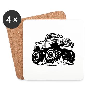 Monster Truck Monster Truck Lover Fan - Dessous de verre (lot de 4) - blanc - Devant