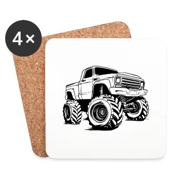 Monster Truck Monster Truck Lover Fan - Dessous de verre (lot de 4) - blanc - Devant