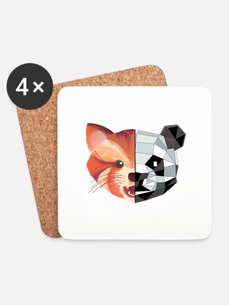 Panda 2 in 1 - Untersetzer (4er-Set) - Weiß