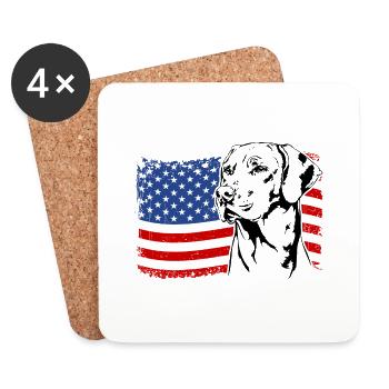 Rhodesian Ridgeback America Flag Dogs Wilsigns - Coasters (set of 4) - white - Front