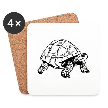 Schildkröte - Untersetzer (4er-Set) - Weiß - Vorne