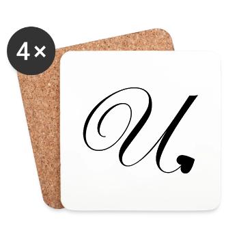 Letter u heart calligraphy - Coasters (set of 4) - white - Front