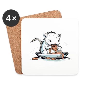 Axolotl noodle eater - Coasters (set of 4) - white - Front