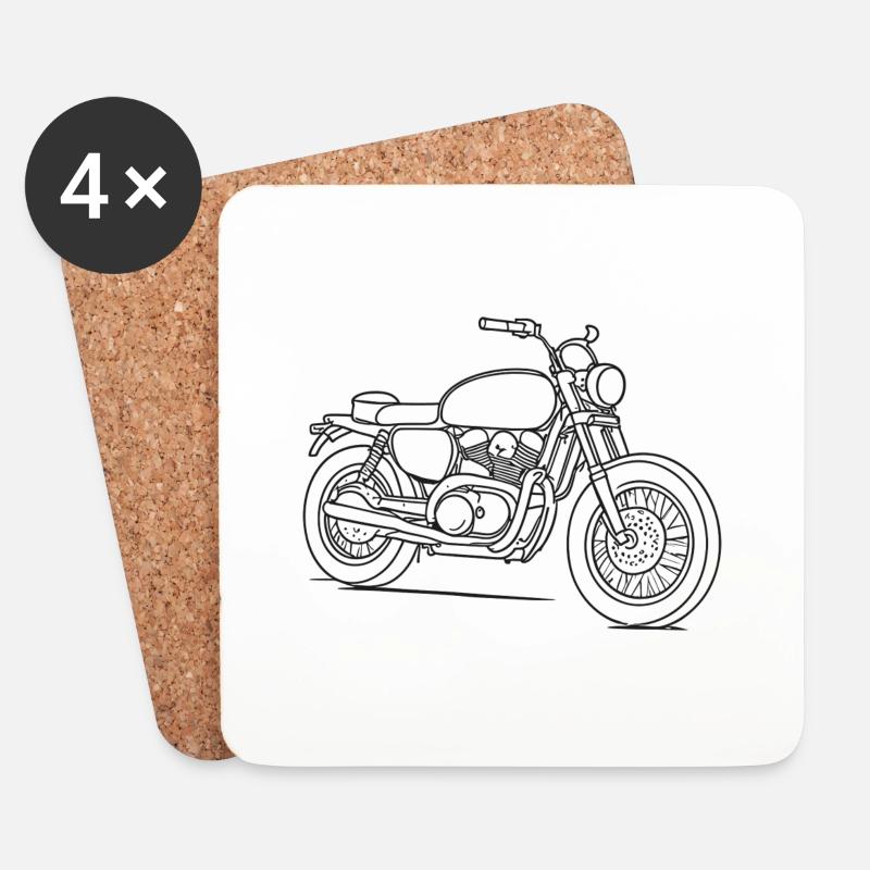 Motorrad - Untersetzer (4er-Set) - Weiß
