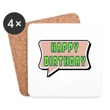 HAPPY BIRTHDAY. JOYEUX ANNIVERSAIRE. ANNIVERSAIRE. - Dessous de verre (lot de 4) - blanc - Devant