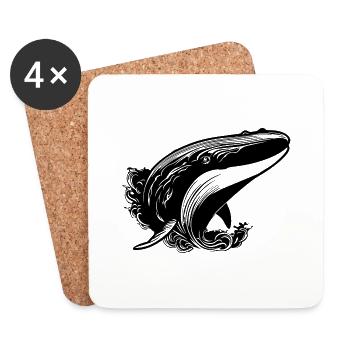Wal Meer Fische - Untersetzer (4er-Set) - Weiß - Vorne