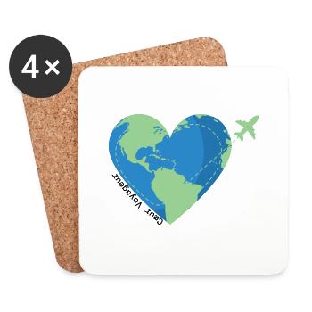 Heart traveler -travel addict - Coasters (set of 4) - white - Front