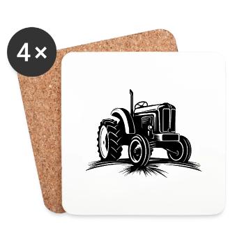 Tracteur - Dessous de verre (lot de 4) - blanc - Devant