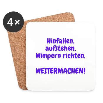 Hinfallen, aufstehen, Wimpern richten - Untersetzer (4er-Set) - Weiß - Vorne