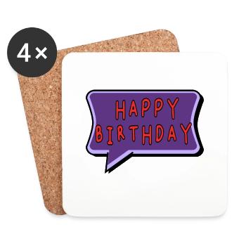 BIRTHDAY. HAPPY BIRTHDAY. HAPPY BIRTHDAY. - Coasters (set of 4) - white - Front