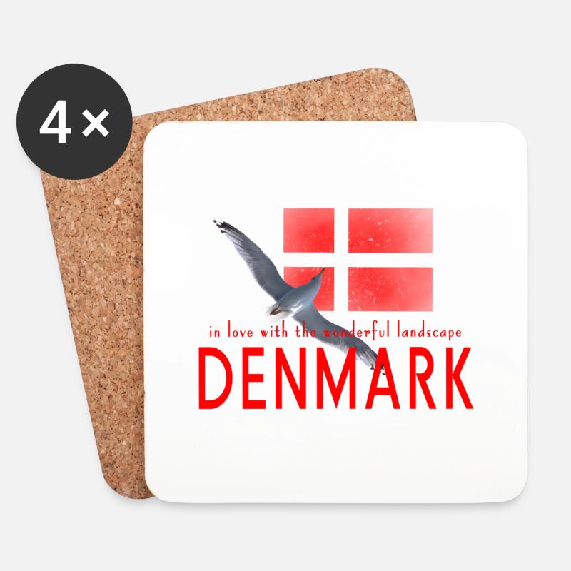 Dänemark Möwe - Untersetzer (4er-Set) - Weiß
