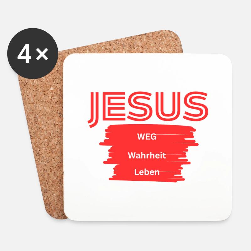 Jesus WWL red - Untersetzer (4er-Set) - Weiß