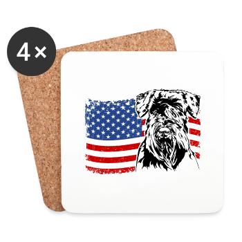 Schnauzer America Flag Chien Chiens Wilsigns - Dessous de verre (lot de 4) - blanc - Devant