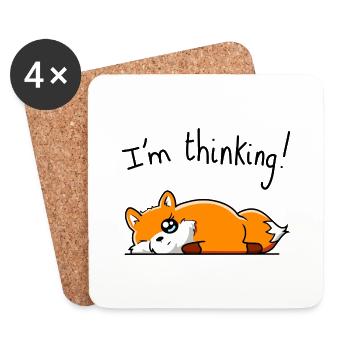 I'm thinking ( Fox ) - Coasters (set of 4) - white - Front