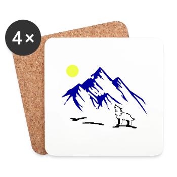 Wolf Full Moon - Coasters (set of 4) - white - Front