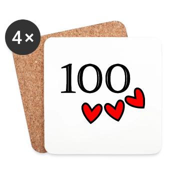 100. 100 YEARS. 100th ANNIVERSARY. BIRTHDAY 100 - Coasters (set of 4) - white - Front
