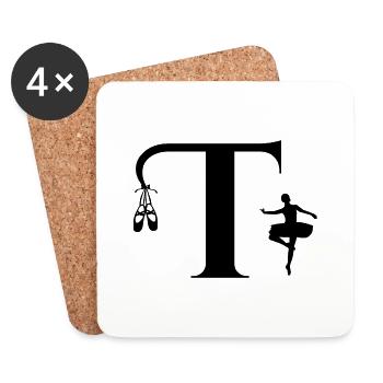 Buchstabe t Ballerina - Untersetzer (4er-Set) - Weiß - Vorne