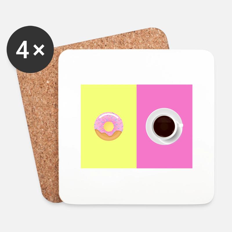 Donut & Coffee - Untersetzer (4er-Set) - Weiß