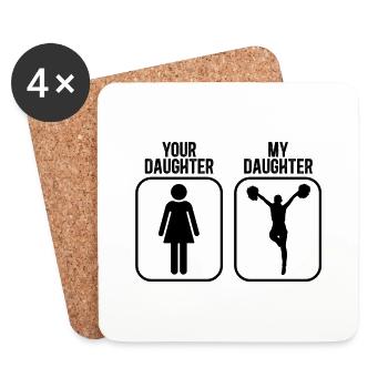 Ma fille acclame papa d’un père pom-pom girl - Dessous de verre (lot de 4) - blanc - Devant