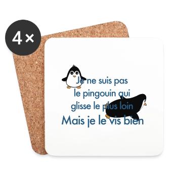 pingouin - Dessous de verre (lot de 4) - blanc - Devant