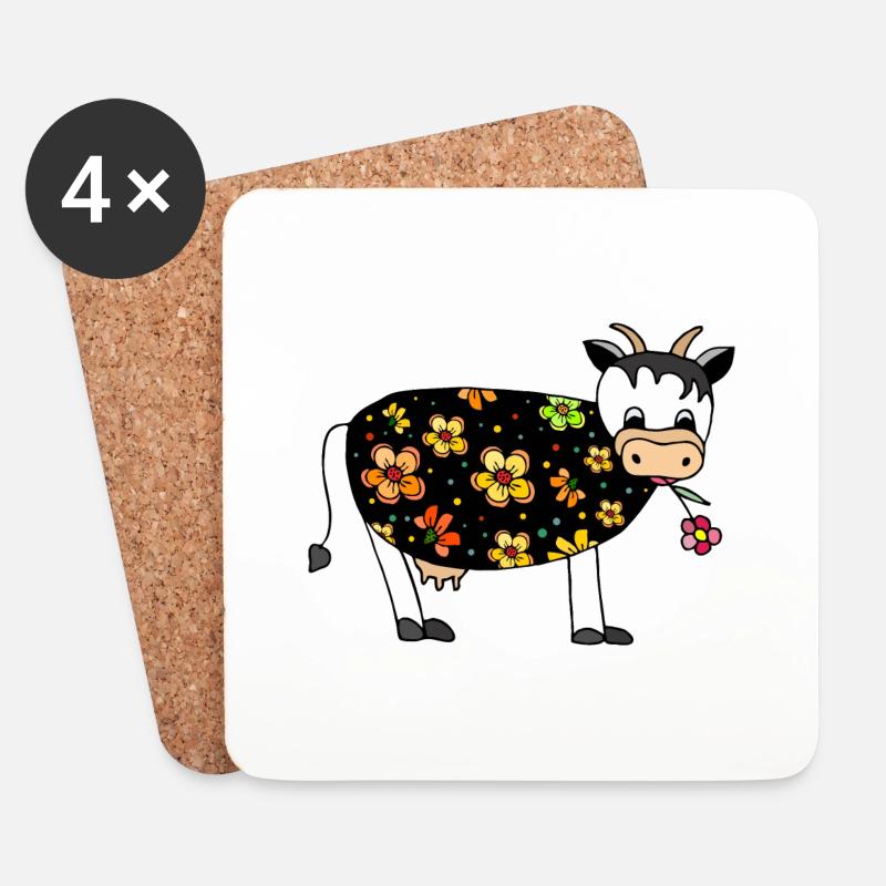 Vache - Dessous de verre (lot de 4) - blanc