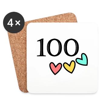 100. 100 YEARS. 100th ANNIVERSARY. 100 BIRTHDAY - Coasters (set of 4) - white - Front