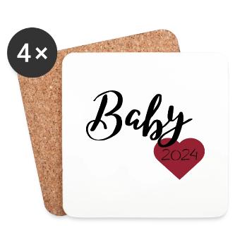 Bébé 2024 - Dessous de verre (lot de 4) - blanc - Devant