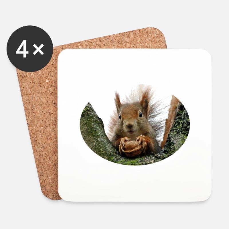 Eichhörnchen, Isibat - Untersetzer (4er-Set) - Weiß