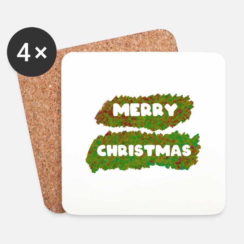 Merry Christmas - Untersetzer (4er-Set) - Weiß