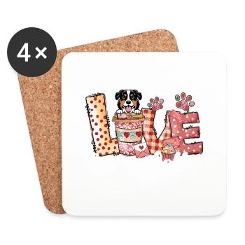 Australian Shephard Dog Coffee Lover Valentines Da - Coasters (set of 4) - white - Front