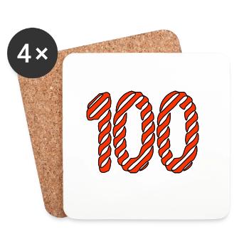 100. 100 YEARS. 100th ANNIVERSARY. 100 BIRTHDAY - Coasters (set of 4) - white - Front