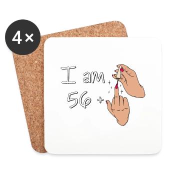 I Am 56 + 1 Middle Finger Shirt I Am 56 Plus, - Coasters (set of 4) - white - Front