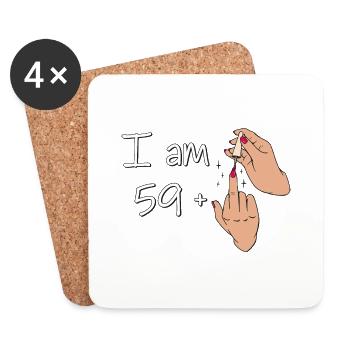 Ich bin 59 + 1 Mittelfinger-Shirt Ich bin 59 Plus, - Untersetzer (4er-Set) - Weiß - Vorne